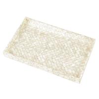 Gambar JAVA Herringbone Capiz Tray - W/ Capiz 2x4 White Herringbone Weave – Capiz White - Nampan dari Jati Visions Raya undefined 3 Tokopedia