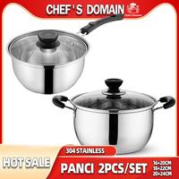 Gambar Panci Set 24cm Sup Susu Stainless Masak Mie Tomyam Sayur Asem Soup Bakso Serbaguna Panci Soup isi 2 Pcs Tutup Kaca Panci Rebus Set - 18+22CM dari Chef's Domain undefined 1 Tokopedia