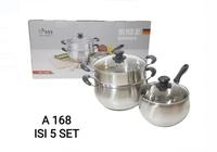 Gambar Panci Stock Pot Stainless Panci Set Steamer Panci Kukus Dandang Panci  Kukusan Bahan Tebal Premium - A168 18/22/22CM dari Sinar Arjuna Abadi undefined 1 Tokopedia