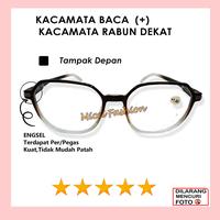 Gambar Kacamata Plus Rabun Dekat +1.00 s/d +3.00 PRIA WANITA - Full Frame Hexagonal Coklat Gradasi Putih Bening - FREE CASE - ENGSEL PER - +1.00 dari Micci Fashion undefined 2 Tokopedia