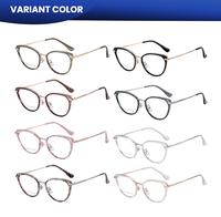 Gambar Kacamata Frame Cat Eye Metal PC Lensa Photocromic Blueray Glasses Anti Cahaya Biru Fashion Modis Gaya Korea Eyewear Pria Wanita IOOI S11916 - C8, Frame Only dari IOOI.kacamata undefined 2 Tokopedia