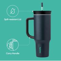 Gambar Owala Stainless Steel Triple Layer Insulated Travel Tumbler with Spill Resistant Lid, Straw, and Carry Handle, BPA Free, 40 oz, Gray (Foggy Tide) dari Gracia Corner Store undefined 3 Tokopedia