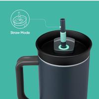 Gambar Owala Stainless Steel Triple Layer Insulated Travel Tumbler with Spill Resistant Lid, Straw, and Carry Handle, BPA Free, 40 oz, Gray (Foggy Tide) dari Gracia Corner Store undefined 5 Tokopedia