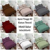 Gambar Sprei Hotel PREMIUM Katun Microsilk TENCEL Salur T40 Queen 160x200x40 cm dengan Sarung Bantal & Guling Besar Karet 4 Sisi Bahan Halus Tidak Luntur - Kopi dari GUDANG SPREII JAKARTA undefined 4 Tokopedia