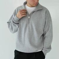Gambar COZYCLUB Zipper Sweatshirt | Jaket Sweater Pria Kerah Half Zip - Black , L dari Rins Ofc Store undefined 1 Tokopedia