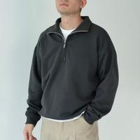 Gambar COZYCLUB Zipper Sweatshirt | Jaket Sweater Pria Kerah Half Zip - Black , L dari Rins Ofc Store undefined 4 Tokopedia