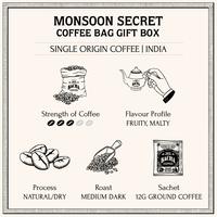 Gambar Bacha Coffee | Monsoon Secret India Single Origin, 100% Arabica Beans, Medium Dark Roast, x12 Individually Wrapped Single Serve Filter Bags dari BACHA COFFEE undefined 3 Tokopedia