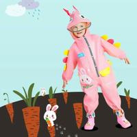 Gambar Cute Big Brim Children Raincoat One-Piece Hooded Jumpsuit Rain Gear For Kids Boys Girls Cartoon Dinosaur Baby Rainwear And Pants dari Burning Sight undefined 5 Tokopedia
