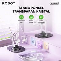 Gambar HOLDER ROBOT RT-US16 CRYSTAL UNIVERSAL TRANSPARENT STAND PHONE/TABLET/HP PUTAR 360 ORIGINAL dari btgcom undefined 3 Tokopedia