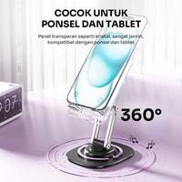 Gambar HOLDER ROBOT RT-US16 CRYSTAL UNIVERSAL TRANSPARENT STAND PHONE/TABLET/HP PUTAR 360 ORIGINAL dari btgcom undefined 5 Tokopedia