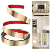 Gambar List Plat Strip Mirror Gold Silver Stainless Steel Berperekat Decorative Lines Dekorasi Dinding 3Meter - Gold, Lebar 10mm dari Asera Decor undefined 1 Tokopedia