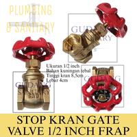 Gambar Stop kran gate valve 1/2 inch frap kuningan brass gate valve 1/2" kuningan dari MajuSanitary_NEW undefined 1 Tokopedia