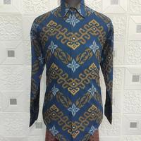 Gambar BAJU KEMEJA BATIK PRIA LENGAN PANJANG KATUN BATURADEN SONGKET MODERN - Biru Gelap, 5xl dari BATIK BAGUS JAKARTA undefined 3 Tokopedia