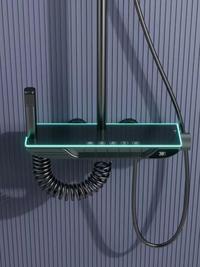 Gambar SHOWER TIANG PUTIH KAMAR MANDI MODERN MINIMALIS AIR PANAS DINGIN TERLENGKAP - hitam emas dari GriyaMega Store undefined 2 Tokopedia