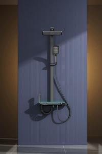 Gambar SHOWER TIANG PUTIH KAMAR MANDI MODERN MINIMALIS AIR PANAS DINGIN TERLENGKAP - hitam emas dari GriyaMega Store undefined 3 Tokopedia