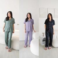 Gambar Pakaian Tidur & Piyama Calla Laurel - LONG PANTS PJ SET CLASSIC COLLECTION (TENCEL) - Baju Tidur Piyama Wanita Terlaris - BLACK, S dari Rahma Store87 undefined 4 Tokopedia