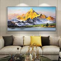 Gambar Lukisan dinding pemandangan gunung aesthetic teksture modern art gold - PLUS BINGKAI, 50 x 90 cm  dari Alby Art Painting undefined 1 Tokopedia