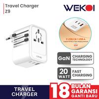 Gambar LDNIO Z9 Travel Converter Adapter Universal GaN 20W PD + QC3.0 3 USB Ports Fast Charging US/UK/EU/AU - Z9 dari WEKOI Indonesia undefined 1 Tokopedia