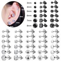 Gambar 1 PC 20G 3/4/5/6/7/8mm Stainless Steel Cartilage Crystal Stud Earrings Black Ball Ear Stud Tragus Conch Helix Piercing - 1, 3mm dari TK Best Piercing Jewelry undefined 1 Tokopedia