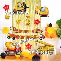 Gambar Paket dekorasi ulang tahun anak laki-laki balon tema excavator/mobil konstruksi/cars - tipe A, angka 1 dari chiclitcase2 undefined 5 Tokopedia
