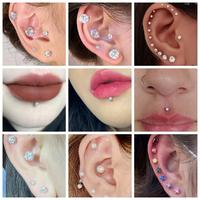 Gambar 10-12pcs/lot 2/3/4/5/6mm Stainless Steel Labret Piercing Color Crystal Lip Stud Cartilage Earrings Helix Tragus Piercings - styleA-2mm, 10mm dari TK Best Piercing Jewelry undefined 2 Tokopedia