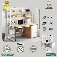 Gambar MEJA KERJA MINIMALIS/MEJA KANTOR LACI/MEJA BELAJAR/MEJA KOMPUTER 120CM + RAK ATAS - WOOD - WOOD+RAK ATAS, AMBIL DI GUDANG dari Juragan All undefined 1 Tokopedia