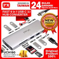 Gambar USB Hub Converter Type C Hub Adapter Laptop Macbook Ipad Tablet Type C 3.1 to HDMI 4K USB 3.0 Type C Power Delivery 100W Memory Card SD Card Micro SD up to 1TB 9 Port 9 in 1 PX UCH190 dari PX Official Store undefined 1 Tokopedia