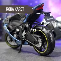 Gambar Mainan Motor Diecast Miniatur Kawasaki Ninja ZX-6R Aktif Suspensi Metal 1/12 dari bidubi undefined 4 Tokopedia