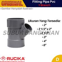 Gambar Tee Y BRANCH TY 45 ⁰ PVC 11/4 1 1/2 1,5 2 2,5 3 4 5 6 8 inch RUCIKA D - 4" dari Subur Bangunan ID undefined 1 Tokopedia
