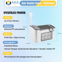 Gambar (AAA) Rak Bumbu Dapur All in1 6Laci + 6Pcs Sendok Bumbu + Tempat Pisau Multifunctional Kitchen Shelf - R-09-PutihAbu dari AAaOfficialShop undefined 2 Tokopedia