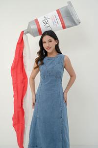 Gambar COLIND Midi Denim Dress  . - Light Blue, S dari JRepOfficial undefined 3 Tokopedia