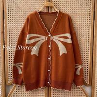Gambar Ribbon Cardigan Rajut Premium Motif Pita Wanita Oversize Lengan Panjang Kekinian - Khaki, All Size dari FAIZZ STORE09 undefined 3 Tokopedia