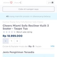Gambar Cheers Miami Sofa Recliner Kulit 3 Seater - Taupe Tua dari Lucky Store 5758 undefined 2 Tokopedia