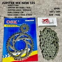 Gambar [PROMO] Gear Gir Set Rantai Jupiter MX New 135 Substitusi MX Lama Old RX K King Lama New Jupiter Z CW Lama Burhan Vega R Lama New Fizr 14T 38T 428 112 112L RXK RXKing F1zr Force 1 ZR Poswan Foswan Fiz Fis R TP - Gear + Rantai dari kaizen.michikoparts undefined 1 Tokopedia
