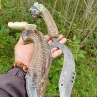 Gambar kujang pamor damaskus asli fulltanduk bule super ukir macan dari golok super premium undefined 3 Tokopedia