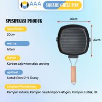Gambar (AAA) Panci PANGGANG BBQ 20cm Square Grill Pan BBQ Panggangan Steak Anti Lengket PREMIUM dari AAaOfficialShop undefined 2 Tokopedia