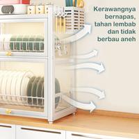 Gambar Rak Dapur Penyimpanan Piring 2 Tingkat Tempat Mangkuk Stainless Steel dari Jeckfashion undefined 4 Tokopedia
