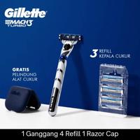 Gambar Gillette Mach3 Pencukur Turbo 3D Pisau Cukur Refill Isi 4 Free Cover Razor Cap Mach 3 dengan 3 Bilah Mata Pisau Duracomfort & Microfin Untuk Melindungi Kulit Saat Mencukur Pegangan Premium Motion Pria Wanita Unisex dari Janji Pelangi Dari Tuhan Kita undefined 1 Tokopedia