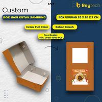 Gambar Cetak Custom Dus / Kotak Nasi uk. 20 x 20 x 7 cm (sambung) Full Color - 1000 dari Beytech undefined 2 Tokopedia