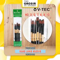 Gambar Kuas V-TEC tipe A520/ 6 SET / Kuas Lukis VTEC / Brush for Watercolor Acrylic, Oil / 6 Ukuran V Tec No. 3 No. 0 No. 7 No. 4 No. 4 No. 10 dari Grosir ATK Stationery undefined 1 Tokopedia