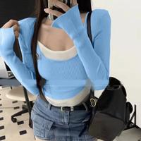 Gambar AJW Atasan Wanita Round Two Way Neck Knit Premium RAZ | Atasan Crop Wanita Dua Warna Knit Premium | Baju Crop Top DUa Warna Oval Casual Knit Premium - White dari AJWpedia undefined 5 Tokopedia