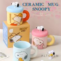 Gambar Cangkir Keramik Gambar Kartun Snoopy Ceramic Mug Dengan Tutup - Merah Muda dari Elixora.id undefined 1 Tokopedia