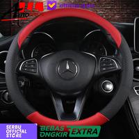 Gambar Sarung Stir Mobil Berbahan Kulit Sintetis Ukuran Diameter 38 CM - Hitam dari All Autoparts undefined 2 Tokopedia