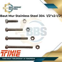 Gambar Baut Mur Hex Stainless Steel 304 1/2" x 2-1/2" dari Baut Berkat Sejahtera 168 undefined 1 Tokopedia