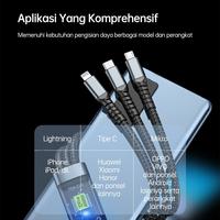 Gambar Kabel Data Fast Charging 3 in 1 Lightning USB for Android IOS Type-c - 3in1 dari Pasevin Electronics undefined 4 Tokopedia
