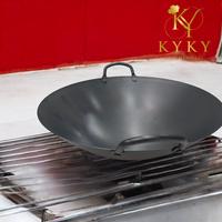 Gambar Chinese Wok Kwali - Wajan Kuali Penggorengan Carbon Steel Baja Seasoning Gagang 2 Handle 20 inch 50 cm dari KYKY Kitchenware undefined 3 Tokopedia
