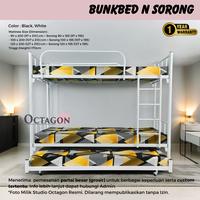Gambar Ranjang Susun Besi dengan Sorong Tarik 3 Tingkat Susun - 90X200 PUTIH, BOX GARANSI 1TH dari Octagon Bed undefined 1 Tokopedia