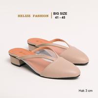 Gambar Sandal Sepatu wedding Wanita big size 41 42 43 44 45 Mules Heels 3cm - Cream, 41 dari HRY Footwear undefined 1 Tokopedia