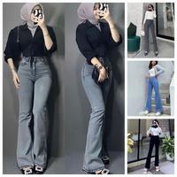 Gambar Celana Jeans Wanita Highwaist Cutbray Loose Panjang Stretch Denim Best Seller Melar Premium Style - Khaki, 28 dari Bryan Sanjaya Shop undefined 3 Tokopedia