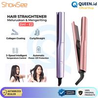 Gambar ShowSee E2 Hair Curler Straightener 2in1 Pengeriting Pelurus Rambut Catokan L - Shape Coating - PINK dari Queen-id undefined 1 Tokopedia